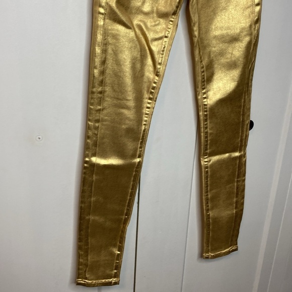 Fidelity Sola Metallic Gold Foil Jeans - 25 - Skinny - NEW - Picture 3 of 10